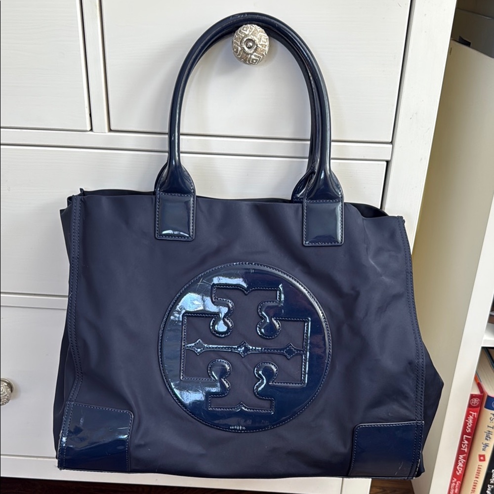 Tory Burch Ella Navy Blue Tote Bag